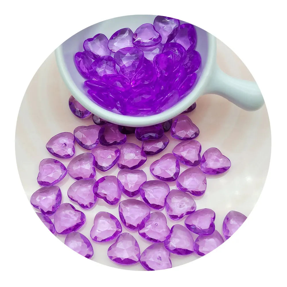 12mm Transparent Plastic Heart Beads Without Hole for Slime Charms Craft Decoration DIY Findings