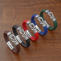 Punk Style Jewelry Stainless Steel Clasp Men Bracelets Custom Color Leather Braided Twisted Stainless Steel Leather Bracelet