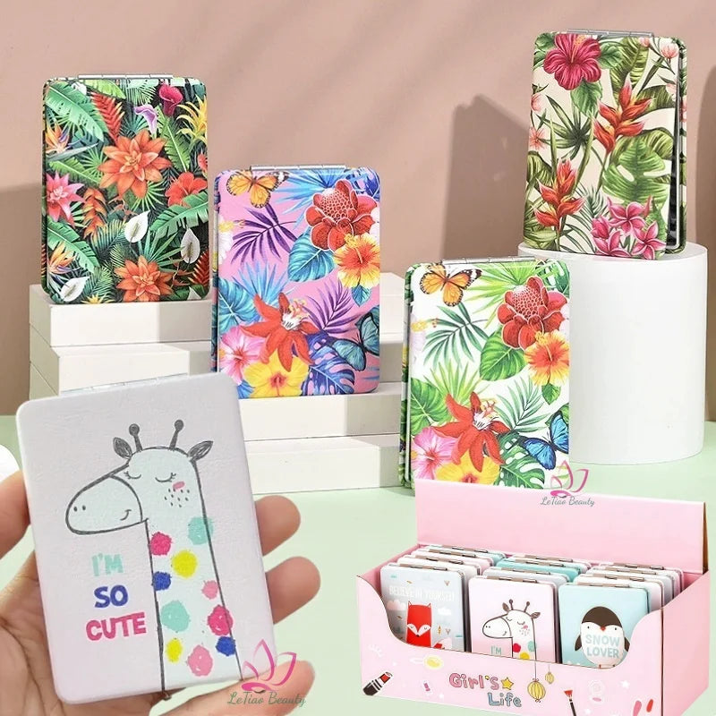 12PCS/Box Mini Mirror Double Side Small Mirrors for Gift Portable Handheld Pocket Rectangular Compact Mirror 2X Magnification