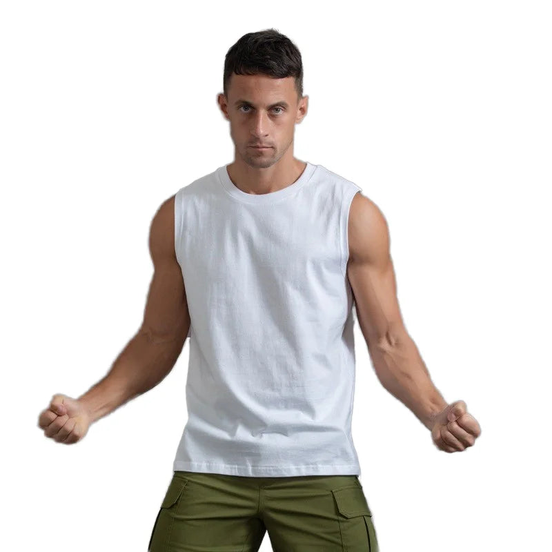Custom logo Men's Summer Tank Top Soft Cotton Performance Boxing Gym Shirt Quick Dry and Breathable Muscle Tee
