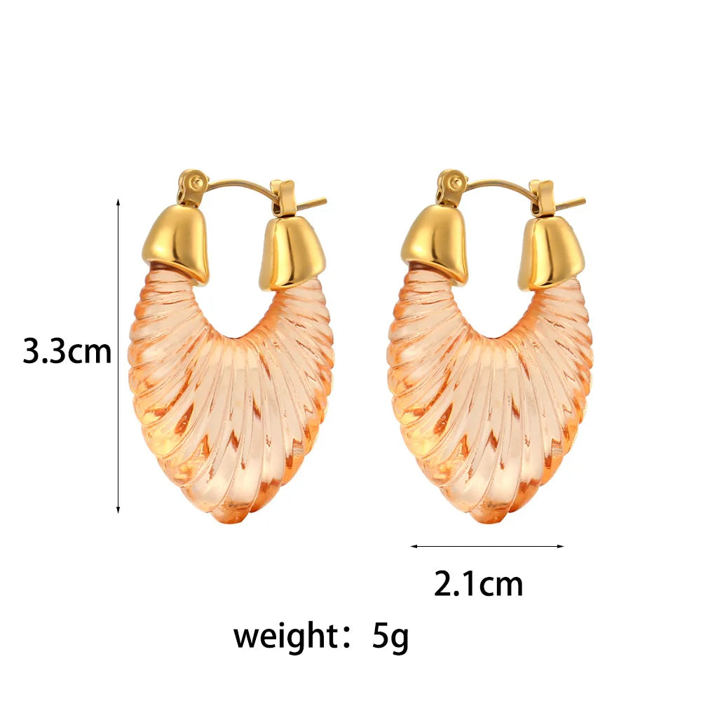 Waterproof Custom Boho Colorful Chunky Acrylic Hoop Earring Gold Plated Stainless Steel Piercing Jewelry