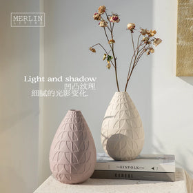 Merlin Living Leaf Pattern Ceramic Vase Minimalist Table Vase Home Decor for Living Room for Color Vase Chaozhou Ceramic Factory