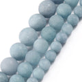 Wholesale 6/8/10MM Round Matte Dyeing Blue Jade Chalcedony Stone Semi Gemstone Loose Beads for Jewelry Making