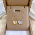 Luxury Non Tarnish Silver 18K Real Gold Plated Stainless Steel Shell Butterfly Pendant Necklace Jewelry for Women
