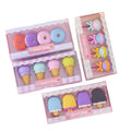 Cute Creative School Student Simulation Ice Cream Donut Erasers Set Kids Cartoon Food Eraser Gift Stationery Supplies 4pc/box