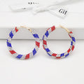 American Independence Day Earrings Fashion Women's Jewelry Party American Flag Color Hoop Earrings White Blue Red USA Ear Studs