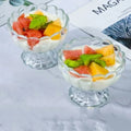 Jiuyi Home Creative Flower Shaped Transparent Glass Bowl High Cup for Fruit Salad Dessert Ice Cream Milkshake