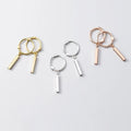 925 Sterling Silver Geometric Rectangle Pendant Rose Gold Plated Small Hoops Earrings Fashion Jewelry for Women