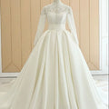 S558Q 2026 New Satin Temperament Long Sleeve Trailing Wedding Dress