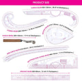 7pcs Fashion Design Flexible French Sewing Curve Ruler Set Clear Ruler for Tailor