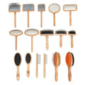 Cat Brushing Shedding Brushes Dog Grooming Combs Pet Slicker Hair Remover Brushes with Gramineae Solid Wooden Handle