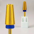 Straight Cutting Teeth Super Quality Safety Professional Tapered Barrel E File Tungsten Carbide 5 in 1 Nail Drill Bits Gold
