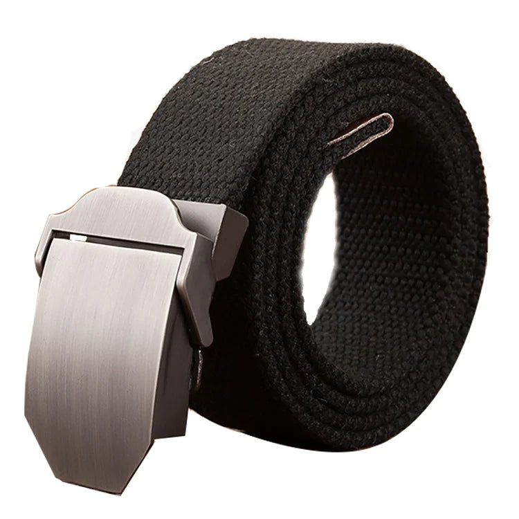 Custom Logo Canvas Belt Classic1.5" Automatic Buckle Men Woven Fabric Tactical Belt for Man