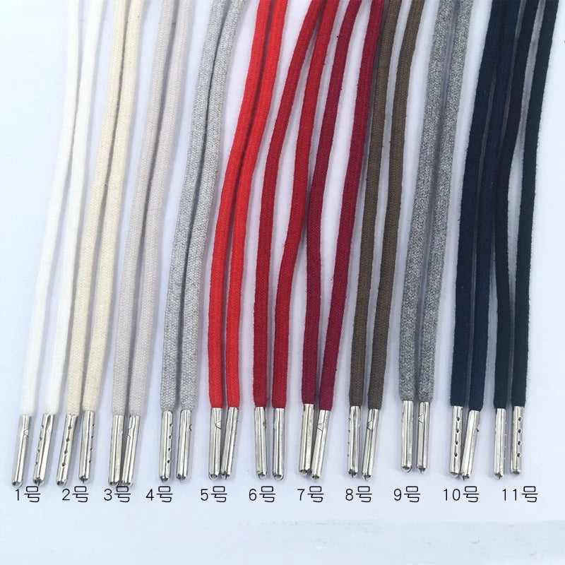 Wholesale 100% Cotton 16 Strand Braided Drawcord with 5mm Metal Tips Eco-Friendly for Home Textiles Bags Garments Shoes