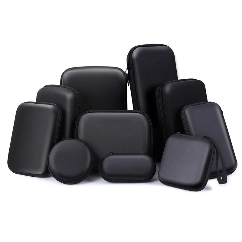 Waterproof Small Headphone Earbud Carrying Storage Pouch Black Eva Mini Earphone Charging Case With Zipper Custom Logo