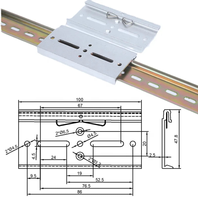 35mm Din Rail Sleeve Aluminum Installation Clip with Snap Hook Silvery 1 Year Warranty