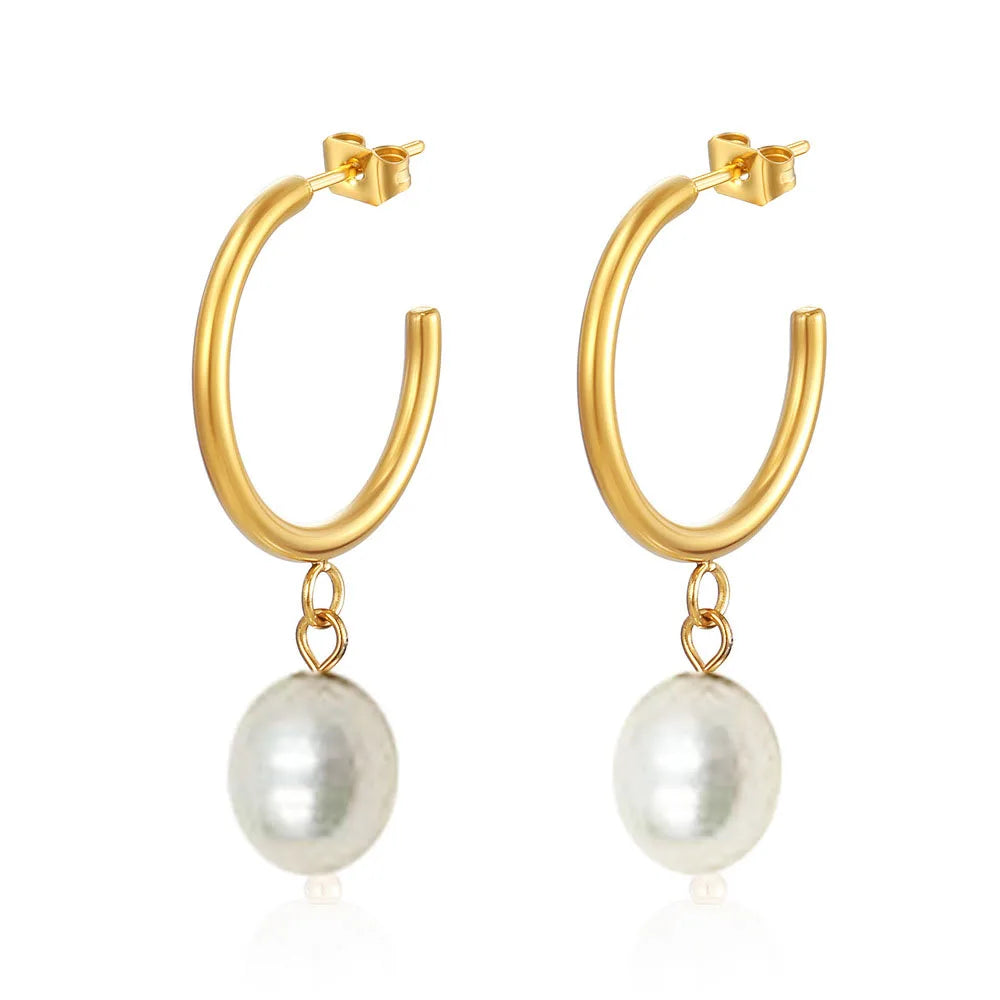 Natural Rice Pearl Stainless Steel Pvd 18k Gold Waterproof AAA100% Nature Freshwater Pearlswholesale Price