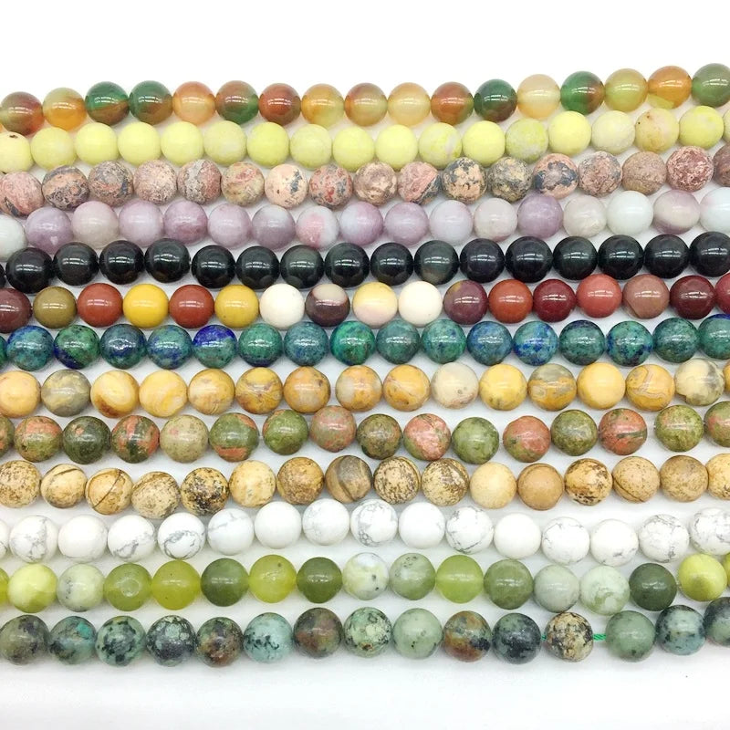 Natural Loose Stone Beads Strand Gemstone Beads 4 mm 6 mm 8 mm 10 mm Round Smooth for DIY Jewelry Making Lava Onyx Agates