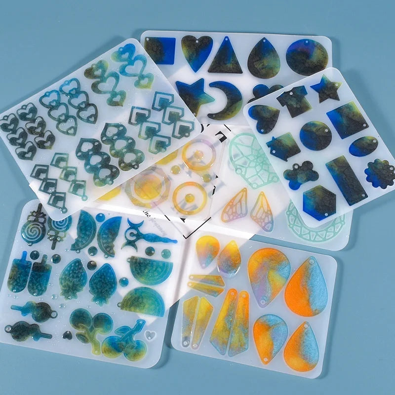 B-5503 Multiple Styles in One Crystal Glue Diy Resin Mold Silicone Mould Irregular Earring Pendant Ornaments Making Tools Crafts