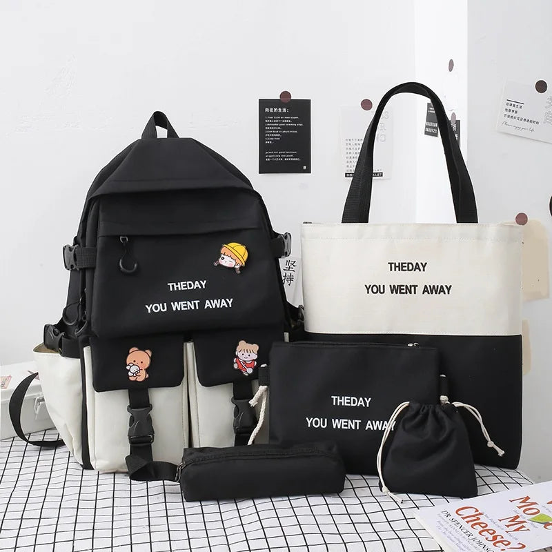 ODM New Fashion Waterproof School Backpack Set for 5 Pieces Students 20-36L Capacity Unisex Design