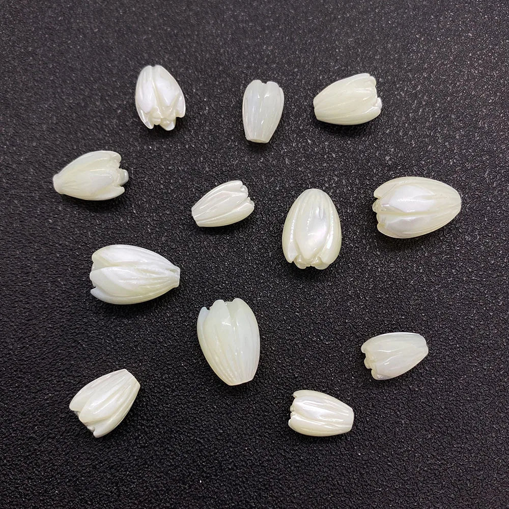 Wholesale 8*10mm Flower Shape Natural Shell Pearl Loose Beads High Quality Carved Shell Pearl Tulip Beads for Jewelry Making