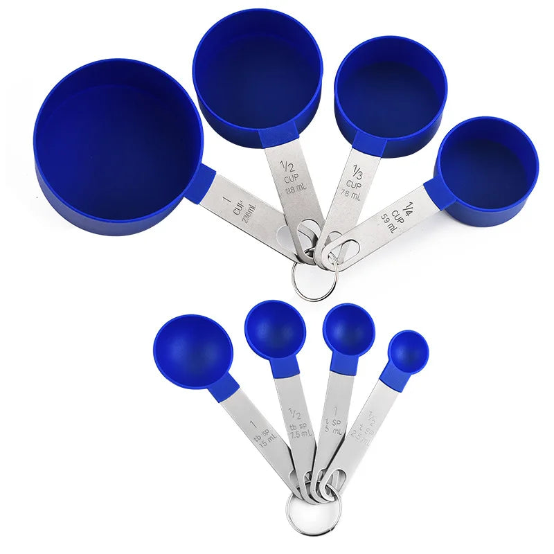 Colorful 8 Piece Stainless Steel Kitchen Measuring Spoons Teaspoon Baking Flour Measuring Cups and Spoons Set