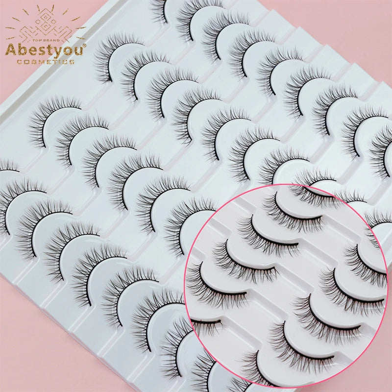 Abestyou Wholesale 20 Pairs Fluffy 3D Full Strip Fake Eyelashes Natural Mink Lashes Bulk Eyelash Extension