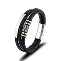 Custom Logo Laser Blank Stainless Steel Bracelet Men's Genuine Leather Braided Bracelets