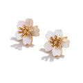 SP Korean Fashion Stainless Steel Natural Shell Flower Shape Stud Earrings