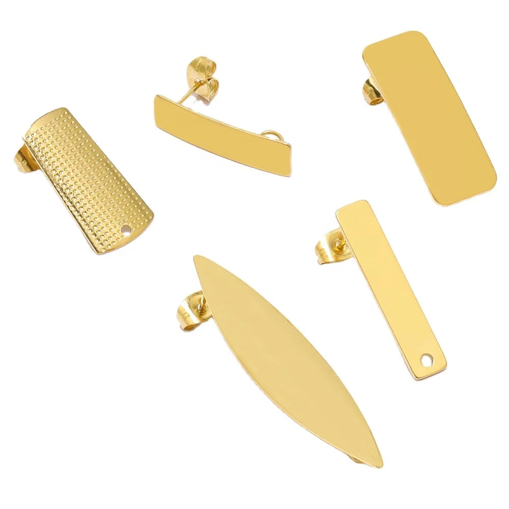 Long Rectangle Earring Stud Posts Earrings Making Exaggerated Jewelry Findings Stainless Steel for DIY Fashion 10 Pcs /bag 10pcs