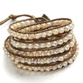 Fashion Bohemian Women Bead Custom Vintage Jewelry Natural Handmade 5 Strands Irregular 6mm-8mm Freshwater Pearl Wrap Bracelets