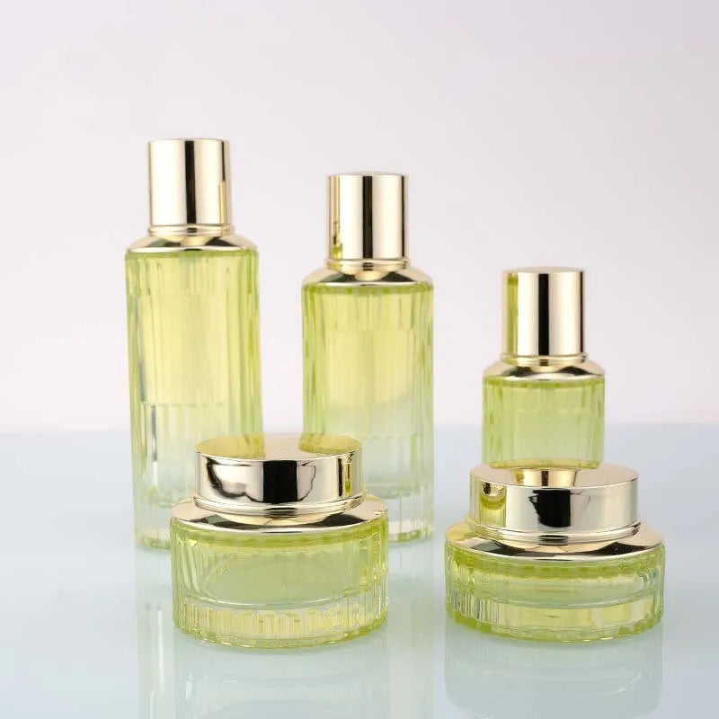 100ml Tonic Luxury Green Pump Customize Lotion Bottle Set 40ml 20ml 30g 50g Frosted Cosmetic Glass Jar
