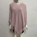 European and American Style New Solid Color Casual Irregular Tassel Knit Shirt Bat Sweater Cape V Neck Cape