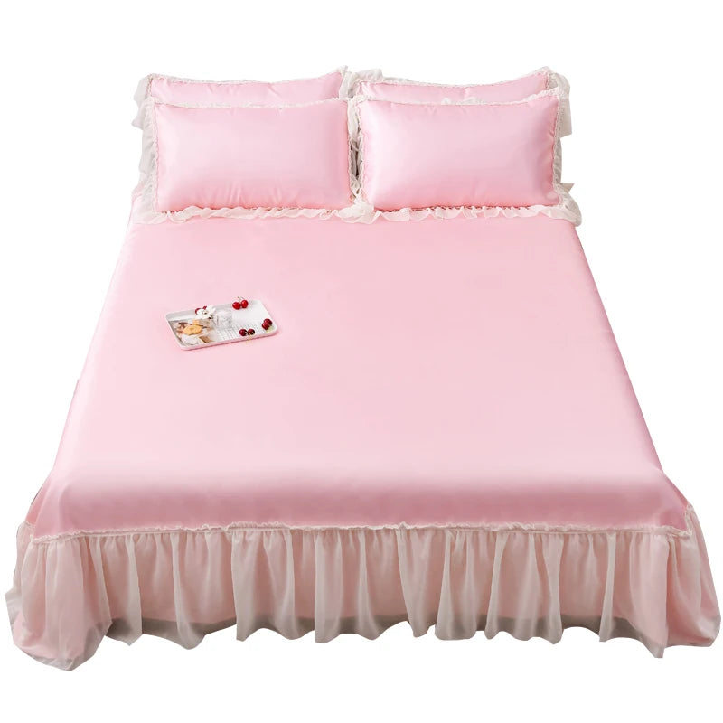 Nantong Factory  Princess Lace Bedding Sets With Pillow Cases Cooling Sheets Bed Skirts Decorative Bedsheet Online