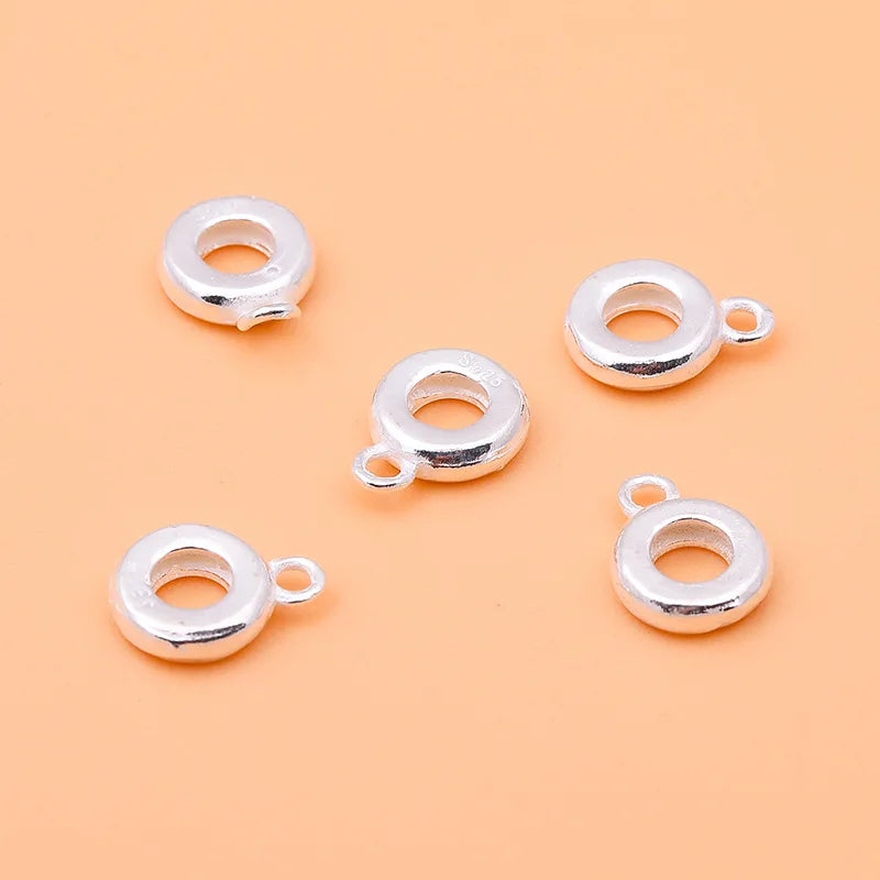 925 Sterling Silver Polished One Loop Thin Spacer Beads for Bracelet Necklace Making Wholesale