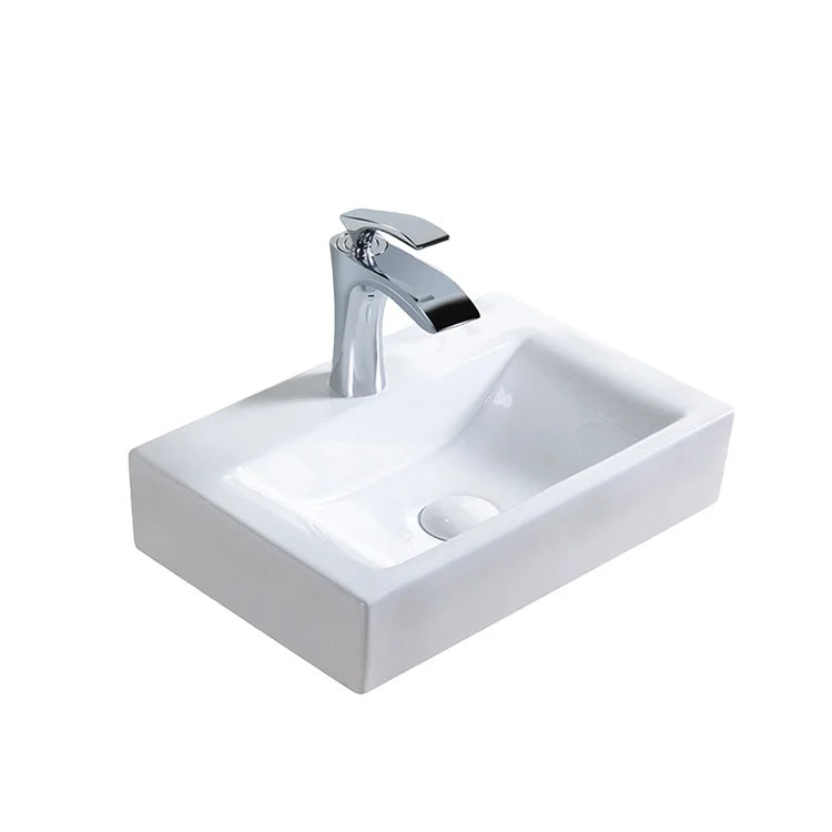 Modern Ceramic Countertop Mount Bathroom Sink with High Temperature Fired Glazing 5 Year Warranty Small Wash Basin Sizes Inches