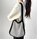 Wholesale Lady Women's Knitted Crochet Checkered Tote Bags New Style Japan Single Shoulder Vintage Fashionable Open Closure