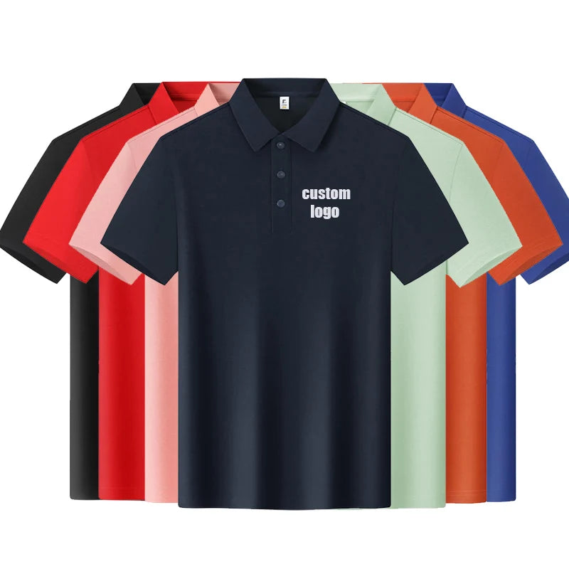 Cotton-polyester Shirt Breathable and Quick-drying for Summer Short Sleeves Customized logo  Men's Polo T-shirt