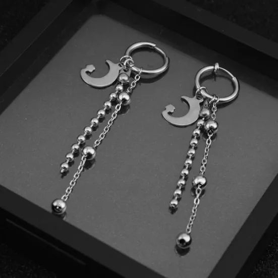 Kpop Stars Men and Women Stainless Steel Pendant Hoop Earrings Clips Fashion Jewelry Hip Pop Earring