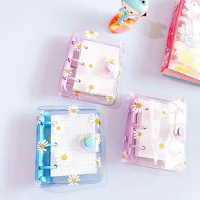 Mini Refillable Traveller Journal Notebook PVC Clear Mini Binders Journal Notebook 3 Rings Loose Leaf Budget Binder