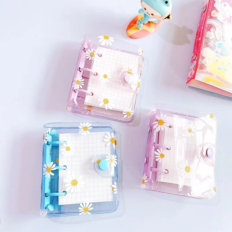 Mini Refillable Traveller Journal Notebook PVC Clear Mini Binders Journal Notebook 3 Rings Loose Leaf Budget Binder