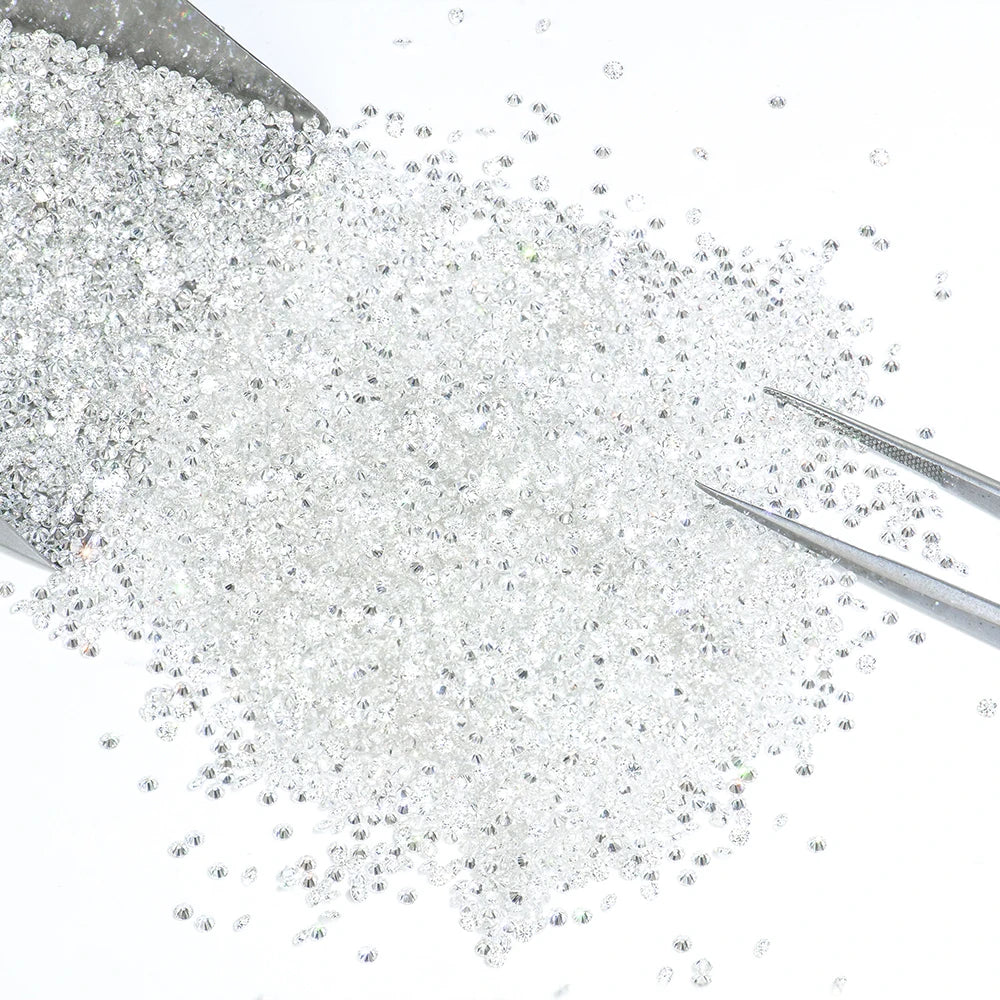Supplier Top Quality Melee Moissanite Diamonds 0.5-2.0mm VVS1 White DEF Round Cut Melee Size Moissanite for Fine Jewelry Making
