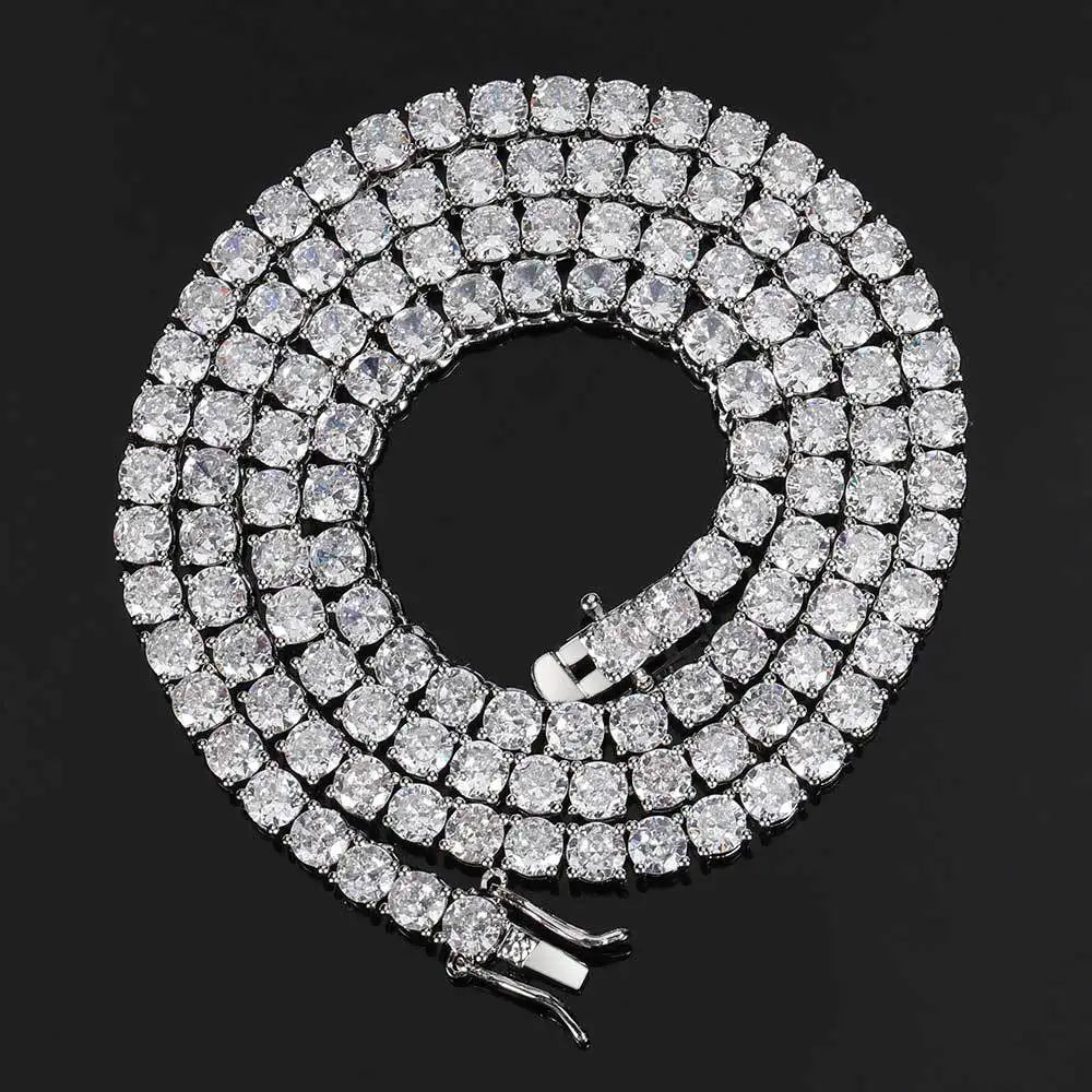SSeeSY Joyas Copper Fashion Zircon Cz Cluster Diamond Hip Hop Moissanite Tennis Chain Men Necklace Iced Out Jewelry Chain for m