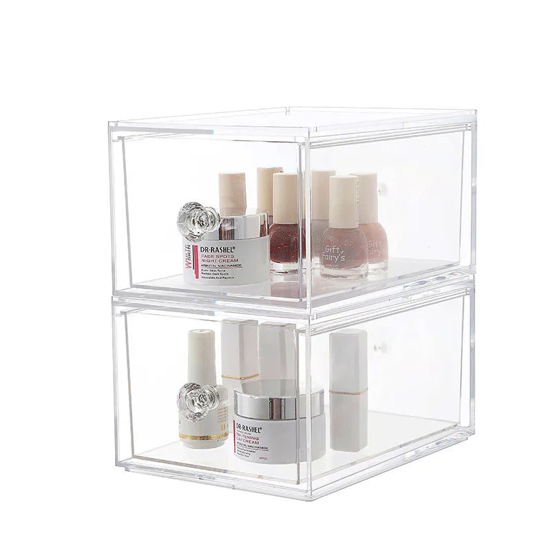 Stackable Clear Acrylic Display Desktop Drawer Cosmetic Box Home Tool Display Cabinet Organizer Box