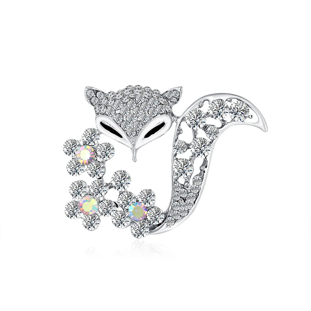 Luxury Fox Brooch Pin Rhinestone Animal Brooches for Women's Wedding Party & Gift Decorations Children's Alloy Jewelry