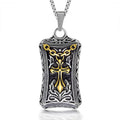 Cross Flower Sword Jewelry Titanium Steel Necklace Mens Statement Cool Pendant for Boyfriend Birthday Gift