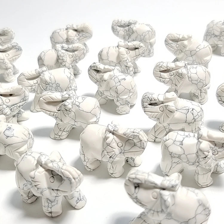 Funny Howlite Crystal Elephant Figurines Hand Carved Animal Figurines in Diy the New
