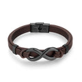 Personalized Black Stainless Steel Accessories Infinity Symbol Men's Leather Bracelet