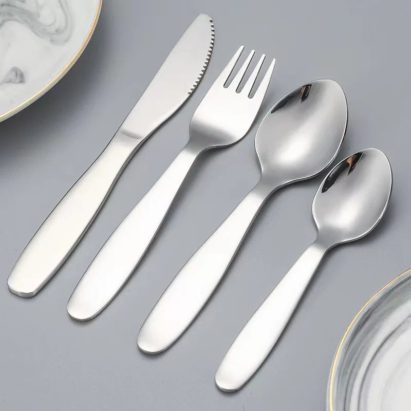 High Quality 304 Stainless Steel Cute Children's Cutlery Set with Knife Fork Spoon Small Spoon Silverware for Home Party Use