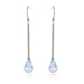 Fine 925 Sterling Silver Women's Fashion Earrings Long Tassel Crystal Drop Shape with Zircon for Wedding Party or Gift